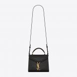 Saint Laurent YSL Women Cassandra Mini Top Handle Bag in Crocodile-Embossed Shiny Leather