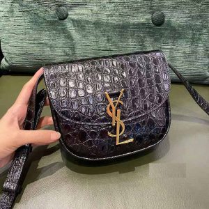 KAIA SMALL SATCHEL IN SHINY CROCODILE-EMBOSSED LEATHER