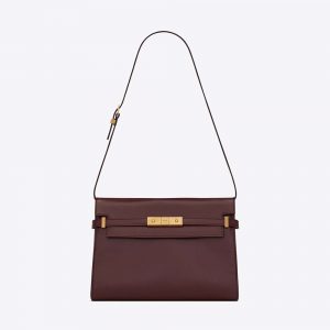 Saint Laurent YSL Women Manhattan Shoulder Bag in Smooth Leather-Maroon