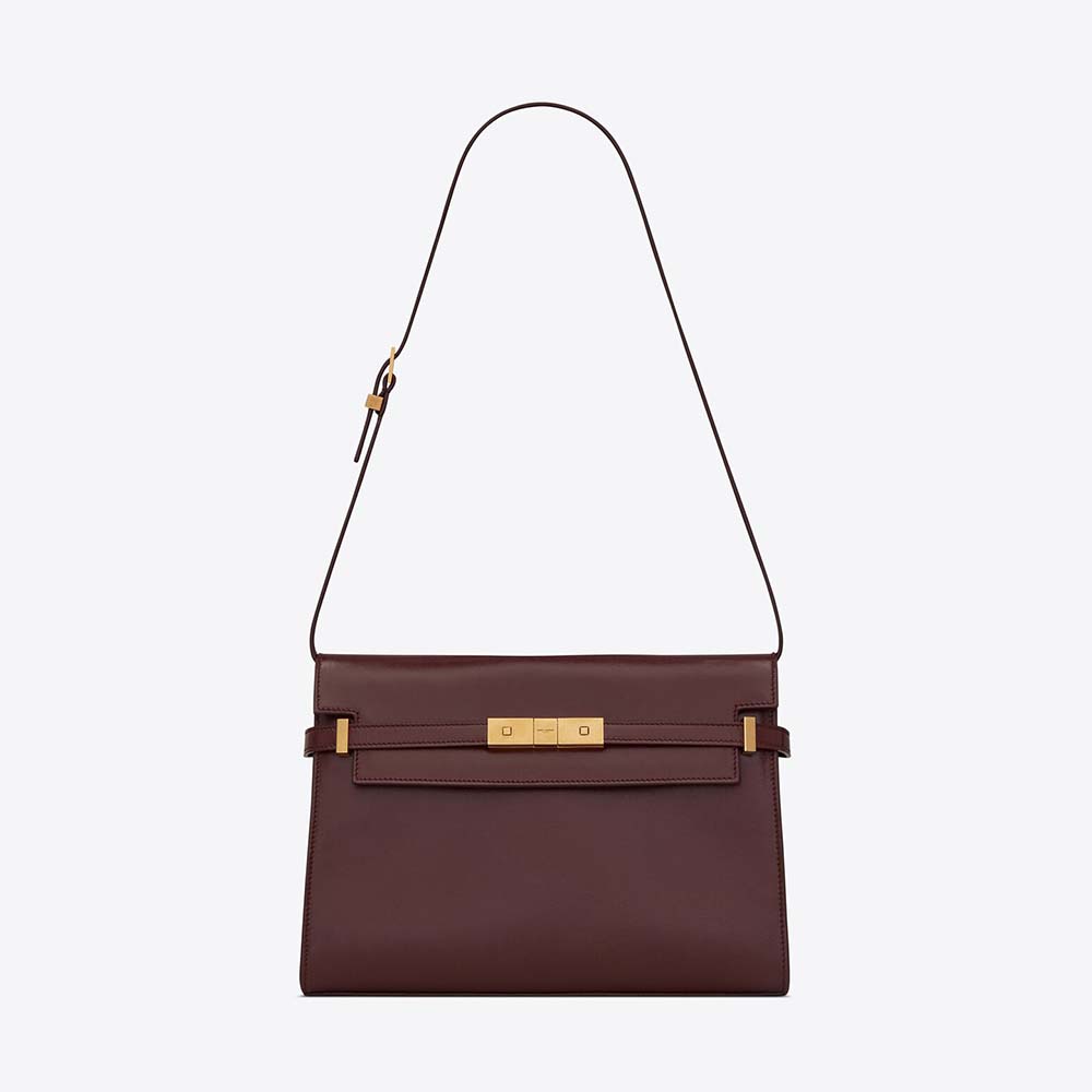 Saint Laurent YSL Women Manhattan Shoulder Bag in Smooth Leather Maroon