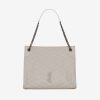 Saint Laurent YSL Women Niki Medium Shopping Bag in Crinkled Vintage Leather-White
