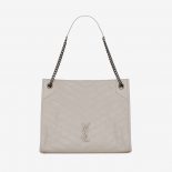 Saint Laurent YSL Women Niki Medium Shopping Bag in Crinkled Vintage Leather-White