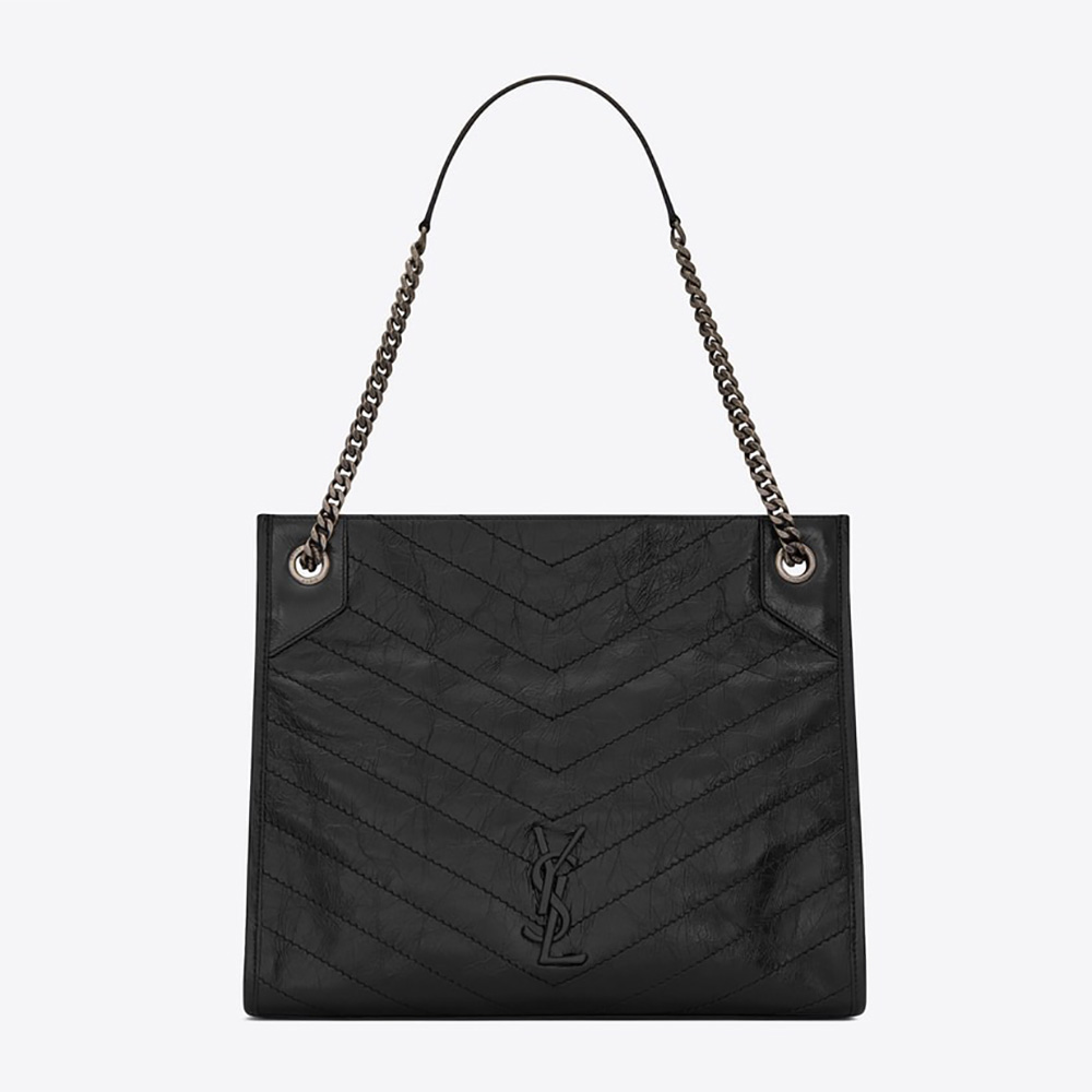 Saint Laurent YSL Women Niki Medium Shopping Bag in Crinkled Vintage ...