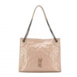 Saint Laurent YSL Women Niki Medium Shopping Bag in Crinkled Vintage Leather