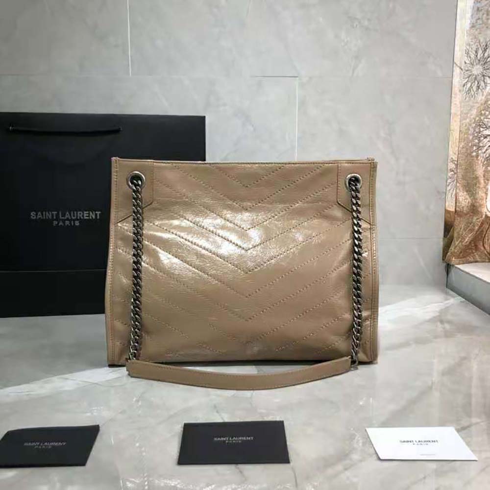 Saint Laurent Niki Medium Shopping Bag in Crinkled Vintage Leather