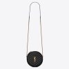 Saint Laurent YSL Women Vinyle Round Camera Bag in Chevron-Quilted Grain de Poudre Embossed Leather