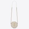 Saint Laurent YSL Women Vinyle Round Camera Bag in Chevron-Quilted Grain de Poudre Embossed Leather