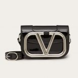 Valentino Women Small Supervee Patent Crossbody Bag-Black
