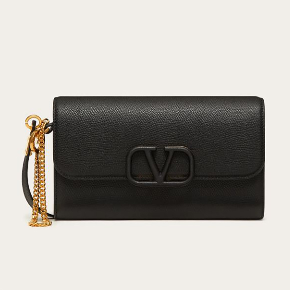 vsling grainy calfskin clutch with shoulder strap