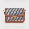 Celine Women Medium Triomphe Bag in Chaine Triomphe Jacquard and Natural Calfskin