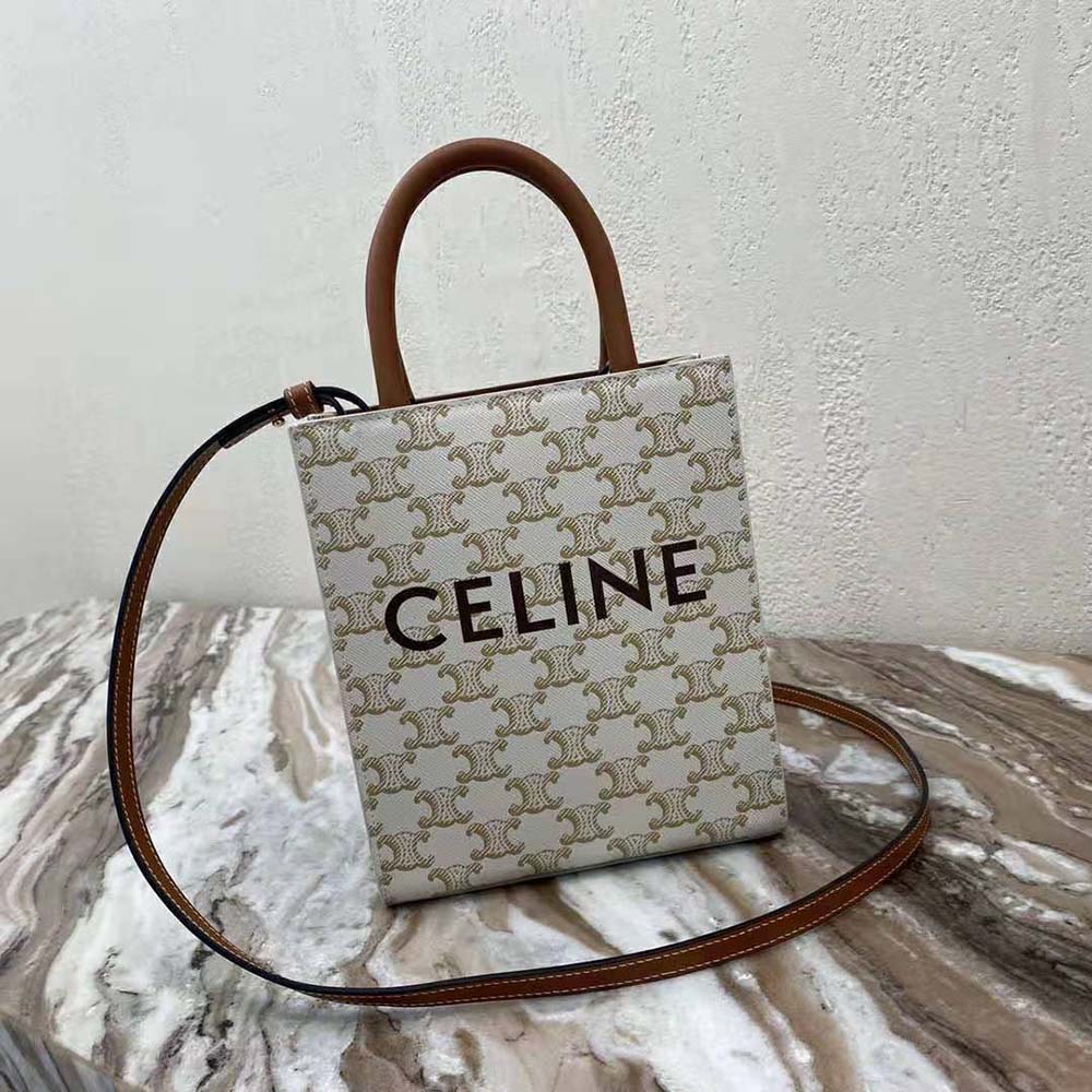 MINI VERTICAL CABAS IN TRIOMPHE CANVAS AND CALFSKIN WITH CELINE PRINT  review｜TikTok Search
