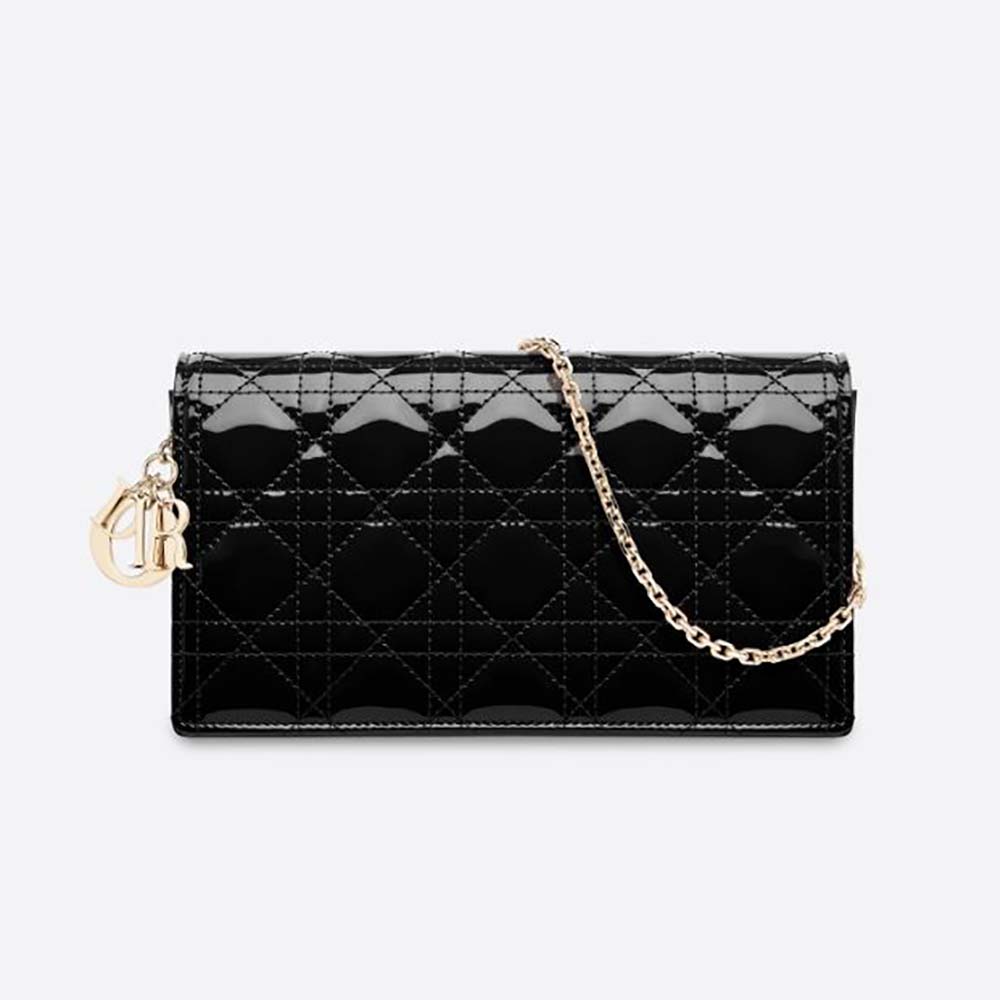 Dior Lady Dior Pouch Patent Cannage Calfskin-Black