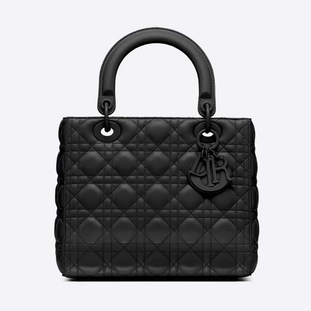 Dior Women Medium Lady Dior Bag Black Ultramatte Cannage Calfskin