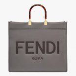 Fendi Women Sunshine Shopper Burgundy Leather Shopper