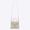 Saint Laurent YSL Women Cassandra Mini Top Handle Medium Bag in Grain DE Poudre Embossed Leather