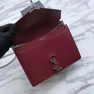 cassandra monogram clasp bag in crocodile-embossed shiny leather