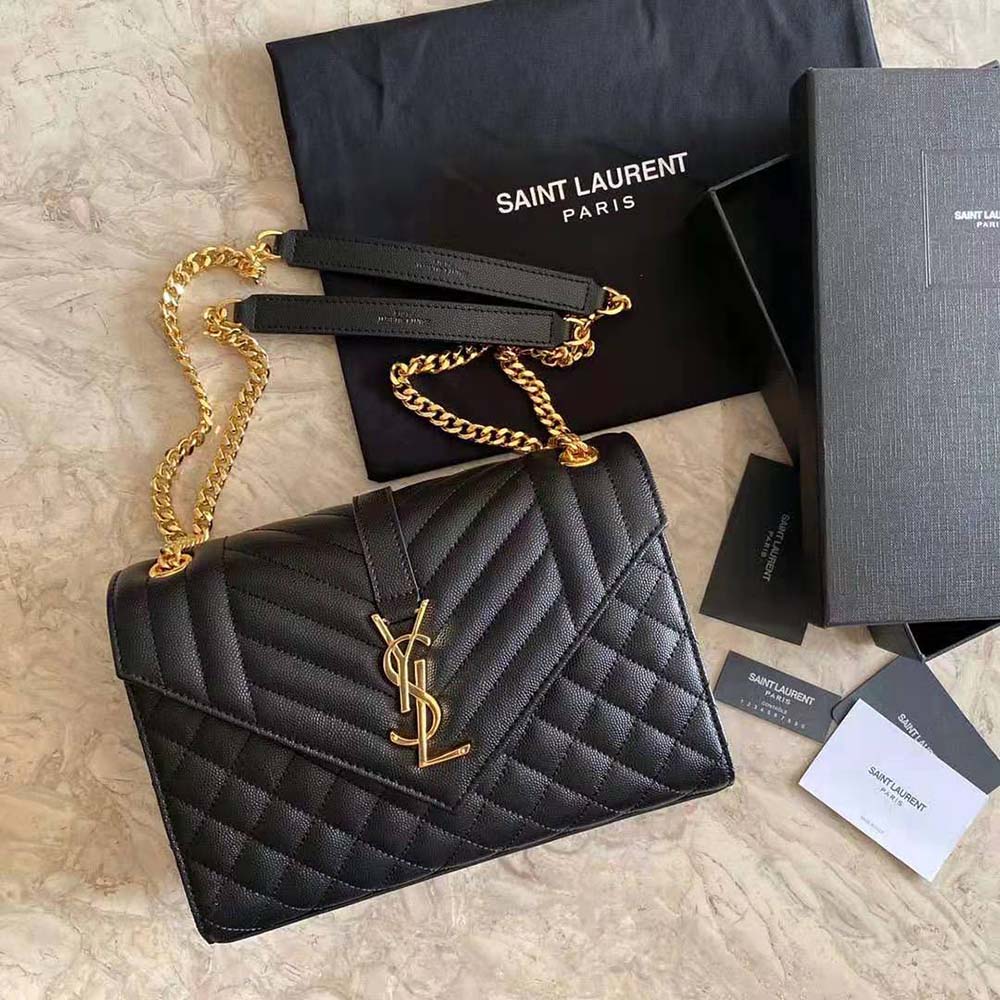 Saint Laurent Black Medium Mix Matelasse Envelope Bag – BlackSkinny