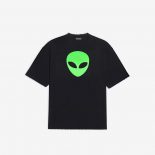 Balenciaga Men Alien Medium Fit T-shirt in White Vintage Jersey