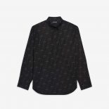 Balenciaga Men Large Fit Shirt in Black and White Licence Printed Poplin