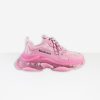 Balenciaga Women Triple S Clear Sole Sneaker in Light Pink Double Foam and Mesh