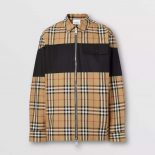 Burberry Men Contrast Panel Check Cotton Shirt