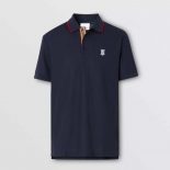 Burberry Men Icon Stripe Placket Cotton Piqué Polo Shirt-Navy