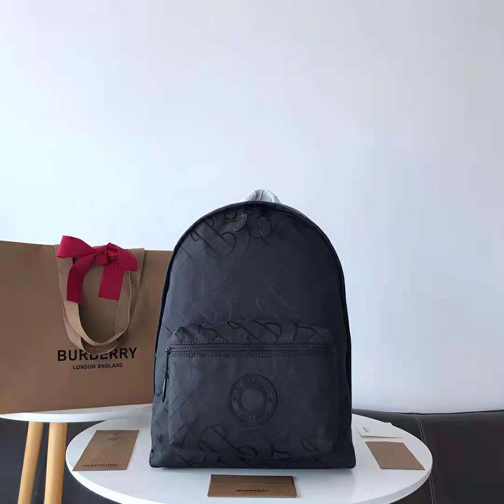 Backpack with jacquard monogram black - Men