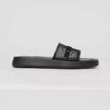 Burberry Women Embroidered Logo Mesh and Leather Slides