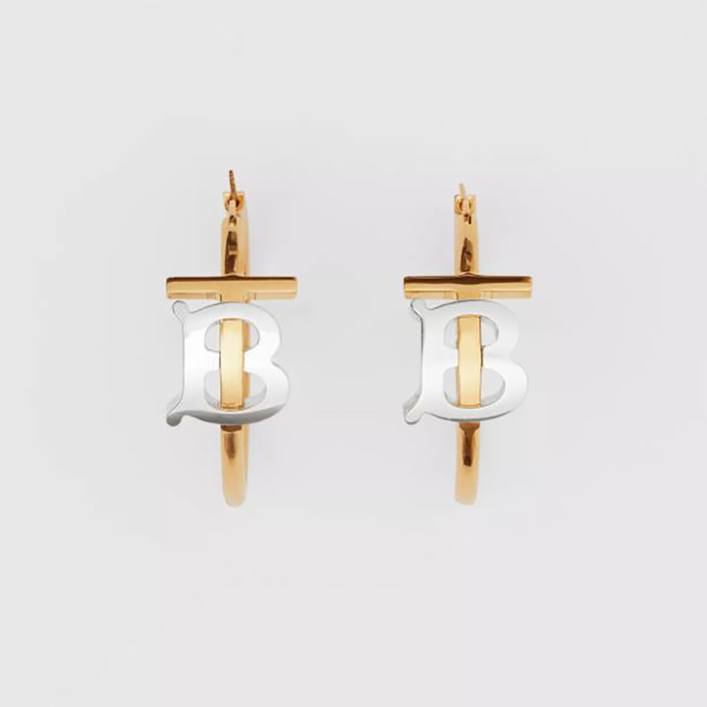 Burberry Women Gold and Palladium-plated Monogram Motif Earrings