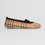 Burberry Women Logo Detail Vintage Check Cotton Ballerinas-Brown