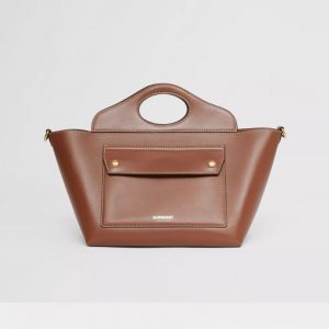 Burberry Women Mini Leather Soft Pocket Tote