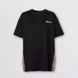 Burberry Women Vintage Check Panel Cotton Oversized T-shirt