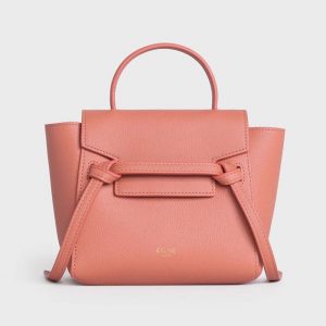 Celine Women Pico Belt Bag in Grained Calfskin Vintage-Pink