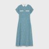 Celine Women Preppy Dress in Crepe DE Chine-Blue