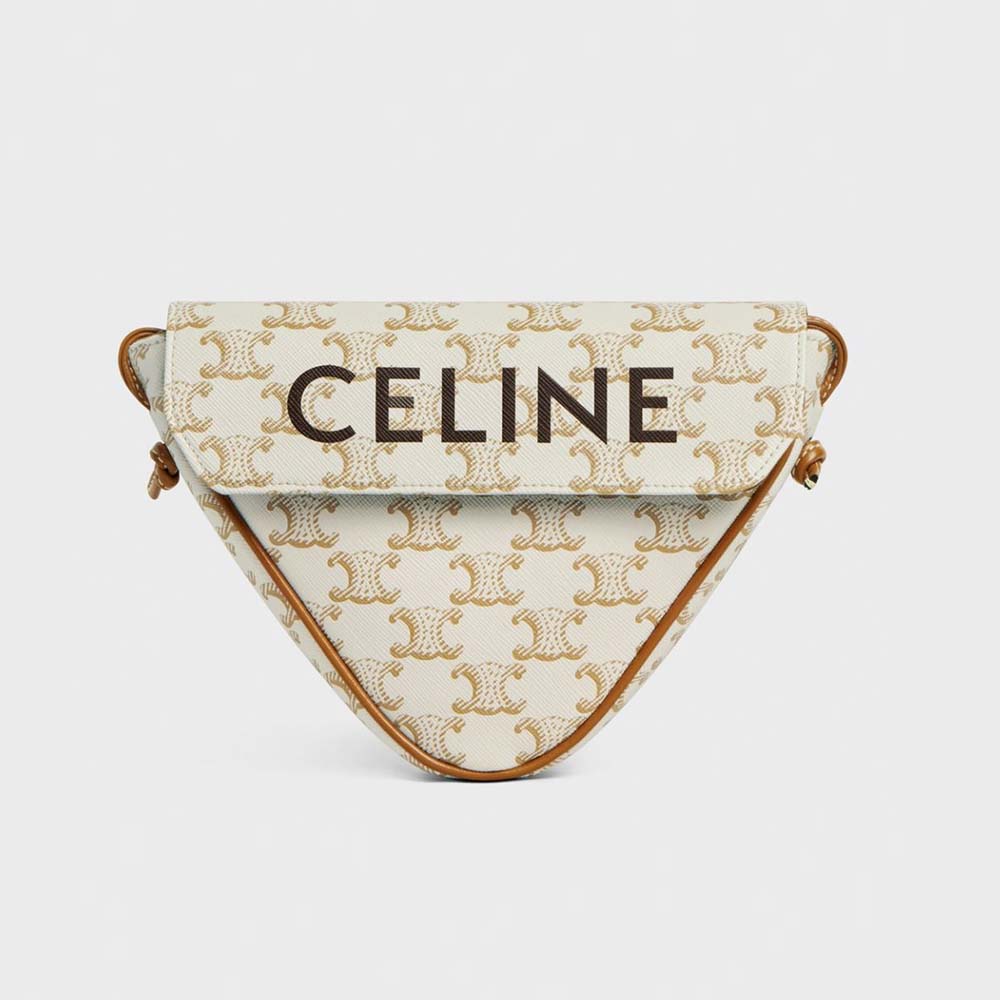 TRIANGLE BAG IN TRIOMPHE CANVAS WITH CELINE PRINT - TAN
