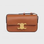 Celine Women Triomphe Shoulder Bag in Natural Calfskin-Brown