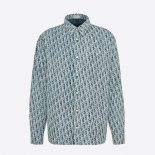 Dior Men Dior Oblique Overshirt Blue and White Cotton Denim