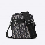 Dior Men Messenger Pouch Beige and Black Dior Oblique Jacquard