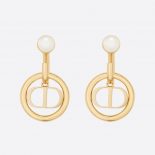 Dior Women 30 Montaigne Earrings Gold-Finish Metal and White Resin Pearls