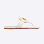 Dior Women 30 Montaigne Flat Thong Sandal White Calfskin