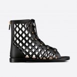 Dior Women D-Trap Sandal Black Matte Calfskin in 3cm Heel