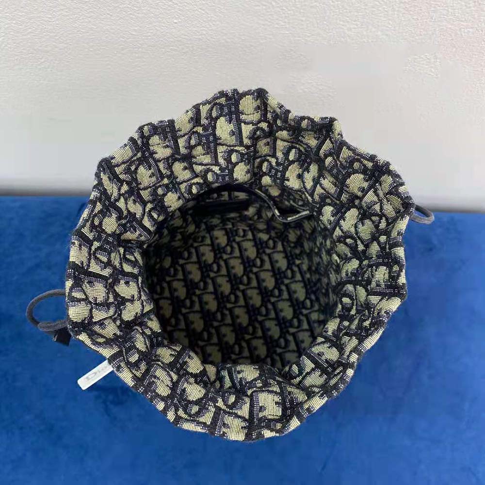 Dior Women Dior Wicker Bucket Bag Blue Dior Oblique Jacquard and Natural Wicker 6 Dior Women Dior Wicker Bucket Bag Blue Dior Oblique Jacquard and Natural Wicker - Image 6