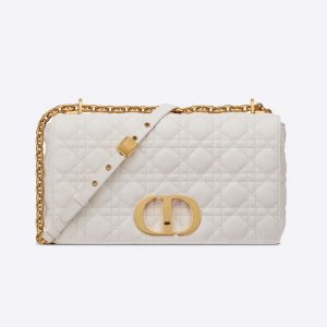 Dior Women Large Dior Caro Bag Lvory Supple Cannage Calfskin