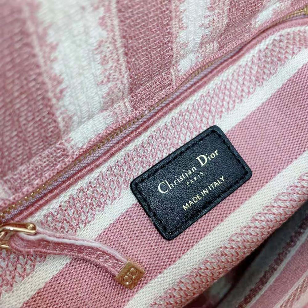 Dior Women Medium Lady D-lite Bag Pink D-Stripes Embroidery 9 Dior Women Medium Lady D-lite Bag Pink D-Stripes Embroidery - Image 9