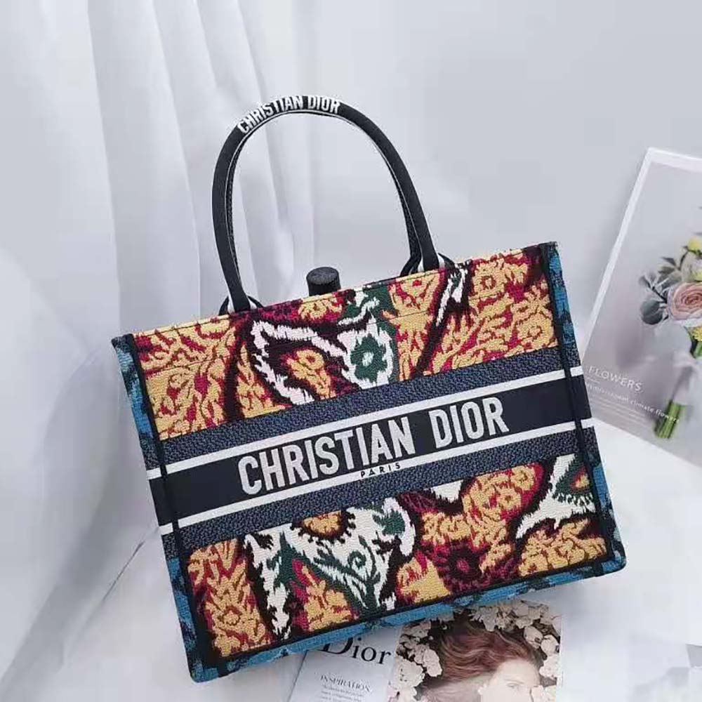 Christian Dior Embroidered Paisley Medium Book Tote