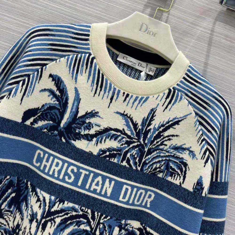 Dior Women Sweater Navy Blue and White 