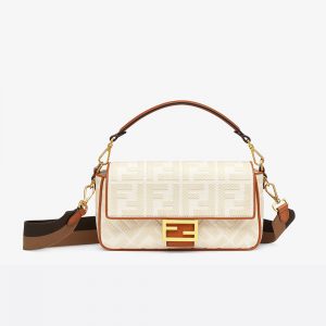 fendi white canvas baguette