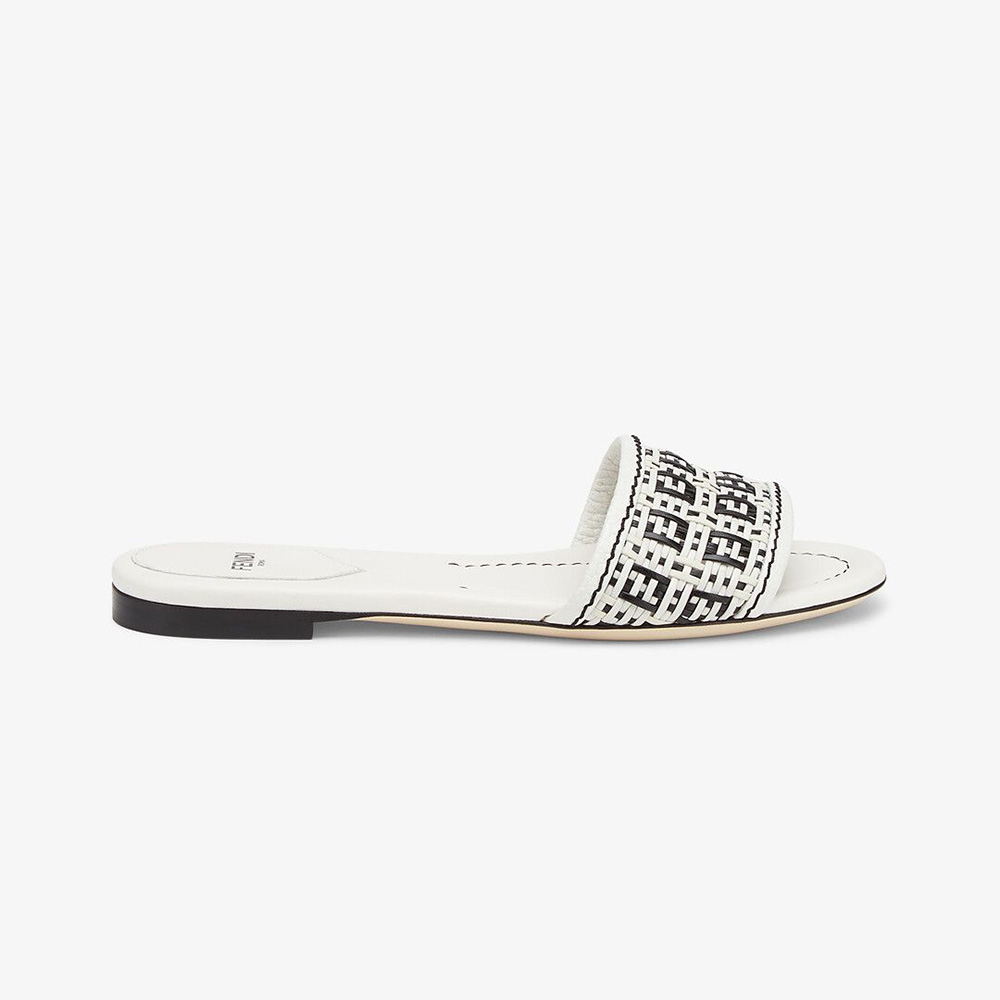 fendi white leather slides