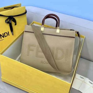 Fendi Beige Canvas Medium Sunshine Tote Fendi