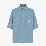Fendi Women Light Blue Chambray Chirt